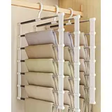 Famanu Hosenbügel Set 3 Stück mit 7 Ebenen, platzsparend für Jeans und Schals
