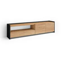 SKRAUT HOME Lowboard 207x50 cm Eiche Schwarz Holzwerkstoff