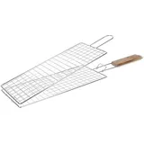 RUECAB I LOVE BBQ – Grillroste Grill und Smoker – doppeltes ausziehbares Grillrost, Doppel-Fischgrill, Grillrost – Material: verchromter Stahl – Maße: 40 x 17 cm