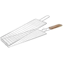 RUECAB I LOVE BBQ – Grillroste Grill und Smoker – doppeltes ausziehbares Grillrost, Doppel-Fischgrill, Grillrost – Material: verchromter Stahl – Maße: 40 x 17 cm