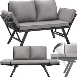 Tectake Sintra Rattan-Loungesofa hellgrau/schwarz