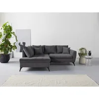 INOSIGN Ecksofa »Lörby L-Form«, auch mit Aqua clean-Bezug, feine Steppung im Sitzbereich, lose Kissen grau