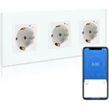 BSEED WLAN Smart Steckdose 16A mit Strommessung,3 Fach Intelligente Steckdose mit Verbrauchsmessung und Energiekosten-Messer,arbeitet mit Amazon Alexa,Google Home, Timerfunktion Weiß