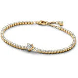 Pandora Timeless Funkelndes Herz Tennisarmband aus Sterling-Silber mit 14 Karat vergoldeter Metalllegierung und Zirkonia, 16cm, 560041C01-16