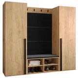 ABIKS MÖBEL Garderoben-Set MIRO Set 9, Garderobe mit gepolsterten Paneelen, Modern Design schwarz