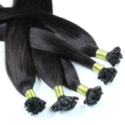hair2heart Bonding Extensions Echthaar #4/0 Mittelbraun 0,5g Haarextensions 25 ct Schwarz Damen 