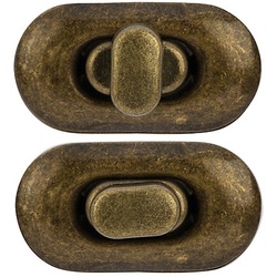 buttinette Drehverschluss für Taschen, Größe: 35 x 20 mm, altmessing, 2 Stück