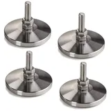 SO-TECH® Möbelfuß 4 x Verstellschrauben M8 x 29 mm Ø 59 mm echt Edelstahl, höhenverstellbar mit Gummifuss Verstellfüße Stellfüße Sockelfüße silberfarben