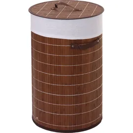 Mendler Wäschekorb HWC-C21, Laundry Wäschebox Wäschesammler Wäschebehälter Wäschetonne, Bambus rund 59x35cm 50l ~ braun