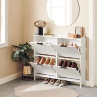 SoBuy Schuhschrank Schmal Schuhkipper mit 4 Klappen für Flur