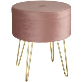 Tectake tectake® Sitzhocker mit Stauraum, rund, gepolstert, in Samtoptik