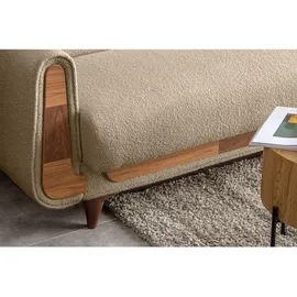 konsimo® 3-Sitzer-Schlafsofa, Beige, Holz, Rechteckig, 230x98x98 cm, FSC 100%, Hergestellt in Europa, Wohnzimmer, Sofas & Couches, Schlafsofas