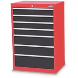 Bedrunka+Hirth Schubladenschrank Profi, Schubladen 4x100 + 2x150 + 1x200 mm, HxBxT 1.019 x 680 x 500 mm, verkehrsrot/anthrazitgrau
