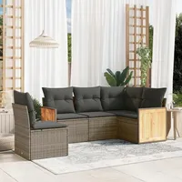 Gecheer 5-TLG. Gartenlounge Outdoor, Gartenmöbel Lounge Sofa, Loungemöbel Terrasse, Balkon Lounge Set, Kissen, Polyrattan