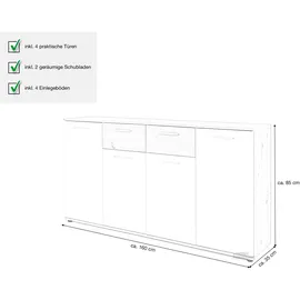 Die Möbelfundgrube Jacky 160 x 85 x 35 cm Weiß