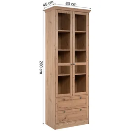 Homestyle4u Vitrine 80 x 200 x 45 cm Braun