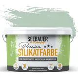 SEEBAUER diy Silikatfarbe Hellgrün 2,5L für Innen (No. 758 Lime Tingle) Atmungsaktive Mineralfarbe für Allergiker - Abwaschbare Wandfarbe - Grüntöne hohe Deckkraft