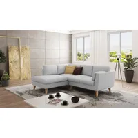 S-Style Möbel Ecksofa mit Holzfüßen im skandinavischen Stil Angeles, mit Wellenfederung silberfarben