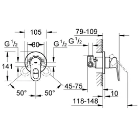 Grohe BauLoop Duscharmatur Unterputz für 1 Verbraucher Chrom 29042000