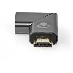 Nedis HDMI -Adapter - HDMI Stecker - HDMI Ausgang - Vergoldet - Links abgewinkelt - Aluminium - Gun Metal Grau - 1 Stück - Verpackung mit Sichtfenster