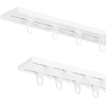 MDEKOR Aluminium-Vorhangschiene 600 cm - 2-in-1 Einzelschiene oder Doppelschiene, Deckenmontage, Weiß - Komplett-Montageset inkl. Gleitern/Haken mit stabilen Metall Halterungen - Leise Laufkanäle