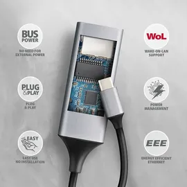 AXAGON ADE-TXPD Gigabit Ethernet Adapter USB-C - titangrau (ADE-TXPD)