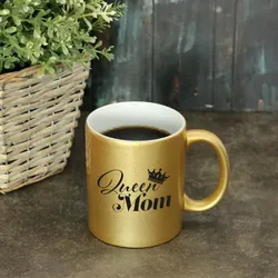 Keramiktasse gold "Queen Mum"