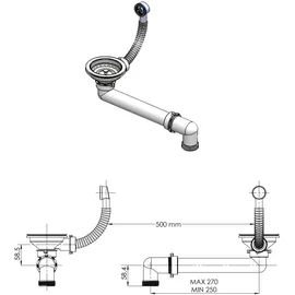 vidaXL Granitspüle mit Abtropffläche Reversibel Schwarz