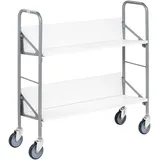 Kongamek Archivwagen Stahl 820x720mm weiß 2 schrägen Böden 4 Buchstützen 50 kg Tragkraft