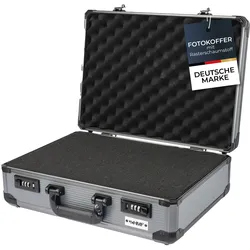 HMF 14402-02 Alu Fotokoffer, Waffenkoffer mit Rasterschaumstoff, 46 x 33 x 15 cm
