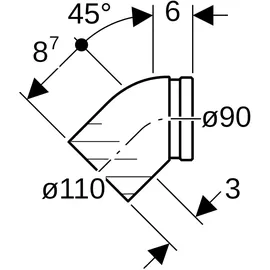 Geberit Anschlussbogen 45 Grad DN 100/90 mit Anschlusssteckmuffe