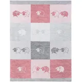 Kracht Küchen Textilien Schäfchen Halbleinen Küchentuch Jacquard 50x70 cm rot 3er Pack