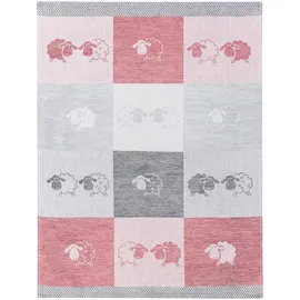 Kracht Küchen Textilien Schäfchen Halbleinen Küchentuch Jacquard 50x70 cm rot 3er Pack