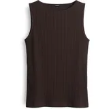 Someday Damen Top | Kamia Slim Jerseytop in Rippstrickoptik Dark Espresso, 38 - 38