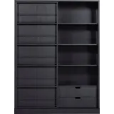 Woood Schieberegal Swing, Scharniertür, viele Ablagemöglichkeiten, H 200 cm x B 150 cm x schwarz