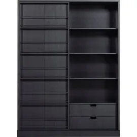 Woood Schieberegal Swing, Scharniertür, viele Ablagemöglichkeiten, H 200 cm x B 150 cm x schwarz