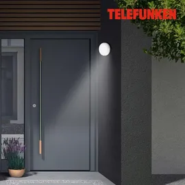 Telefunken Außenwandleuchte Kunststoff 17 x 5,7 cm inkl. Bewegungsmelder, Dämmerungssensor, IP44, weiß