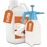 INSIGO Zecken Spray 5l Kanister + 2L Drucksprüher - Zeckenspray mit mechanischer Wirkung - Effektive Abwehr gegen Zecken und Larven - Zecken und Larven Spray mit Sofortwirkung