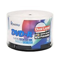 Smart Buy 50 Stück DVD+R DL 8,5 GB 8X DVD Plus R Doppelschicht, bedruckbar, Weiß, Tintenstrahldrucker, blanko, Datenspeichermedien, 50 Discs Spindel