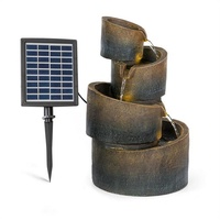 blumfeldt Wasserspiel Mantua Kaskadenbrunnen Solarbrunnen, 29 cm Breite, (Set, Solarpanel;LED-Beleuchtung und Anschlussmaterial), spring zimmer zier brunnen led-beleuchtung terasse solar outdoor grau