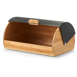 Zeller Brotkasten, Bambus/Metall 19 cm x 27 cm x 39 cm Schwarz-Natur