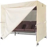 SIHAIAN Hollywoodschaukel Abdeckung 3 Sitzer, 500D Oxford-Gewebe Wasserdicht Winterfest Winddicht UV-Schutz Robuste Schutzhülle für Gartenschaukel Terrassenschaukel, (203x150x183cm)Beige