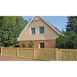 Holz Gartenzaun aus Eiche – Geländerzaun naturbelassen, 180 × 90 cm, gehobelte 20 × 80 mm Latten, gerahmt, für Garten, Vorgarten und Terrasse