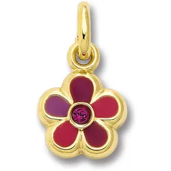 Ketten-Anhänger ONE ELEMENT "Zirkonia Blume Anhänger aus 333 Gelbgold", gold, Schmuckanhänger, Mädchen, Gelbgold 333, Damen Gold Schmuck Blume