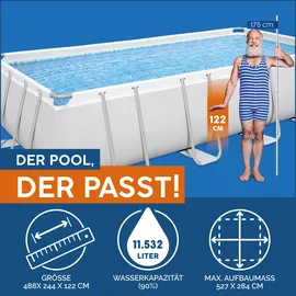 BESTWAY Power Steel Frame Pool Set 488 x 244 x 122 cm inkl. Filterpumpe