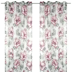 Arsvita 2er Pack Gardine (Flower) Voile mit Ösen 140x245cm Ösenvorhang für zu Hause, transparente und moderne Fensterdekoration