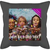 Kissen 50x50 - Foto eigenem - Fotogeschenk I Geschenk Bild personalisiert I Geschenk mit Bild I Custom Photo - 50 x 50 cm - Grau - fotopolster fotokissen selbst gestalten personalisiertes Druck