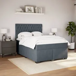 vidaXL Boxspringbett 140 x 200 cm Dunkelgrau