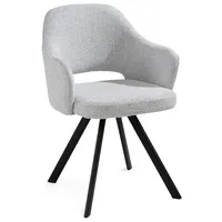 Home4You Polsterstuhl Polyester Hellgrau/Schwarz matt