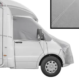 PRO PLUS Frontscheiben Abdeckung kompatibel für Verschiedene Marken – Abdeckplane für Wohnwagen mit UV-Schutz, 160 GSM Vliesstoff, Spiegelschlitzen – Spanngurten (Kompatibel mit Mercedes Sprinter ab 2018)